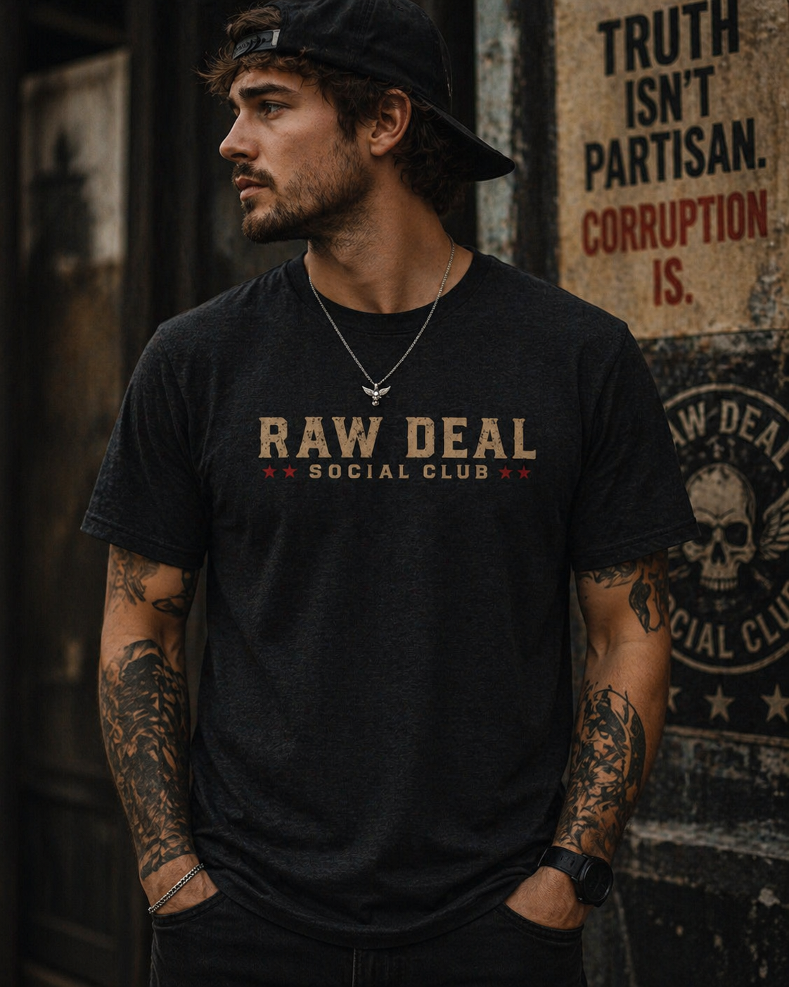 Raw Deal Social Club Tee — "Freedom Sold Separately" Patriotic Graphic T-Shirt