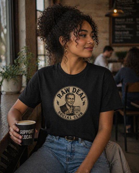 Raw Deal Social Club Tee — Vintage Retro Graphic T-Shirt